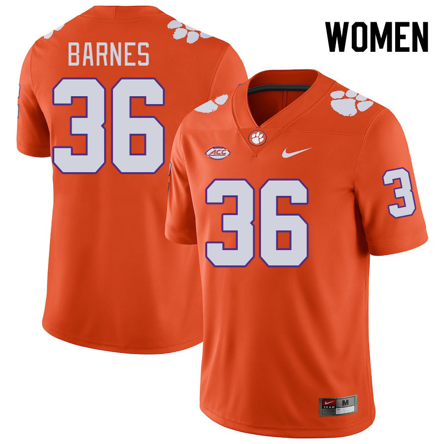 Women's Clemson Tigers Khalil Barnes #36 College Orange NCAA Authentic Football Stitched Jersey 23DF30OA